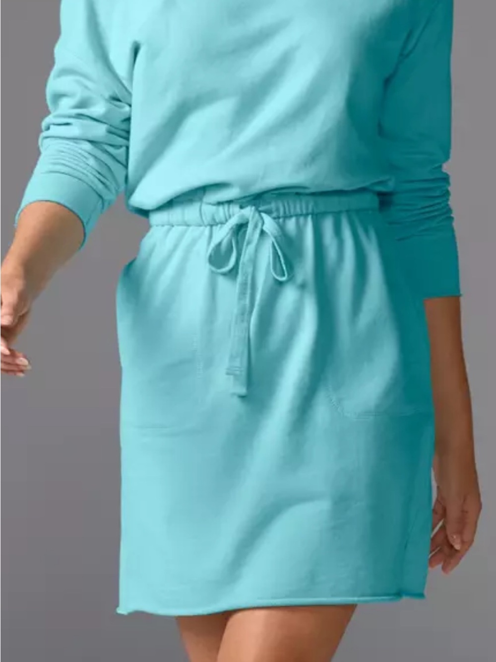 Boston Proper Aqua Drawstring Mini Skirt